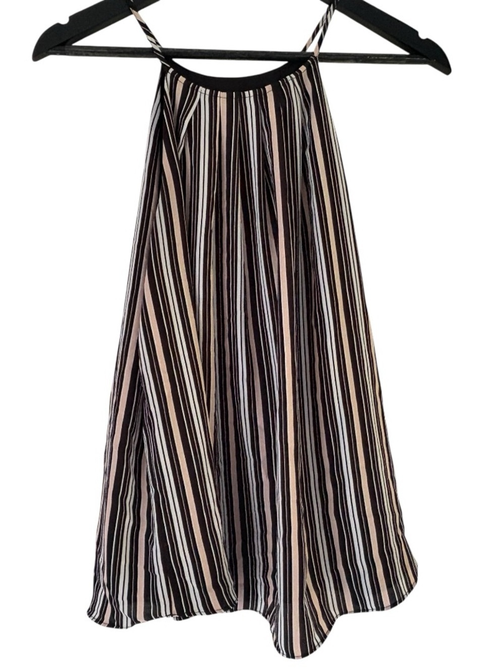 RW&CO Black and Cream Vertical Stripe Halter Blouse. Size M